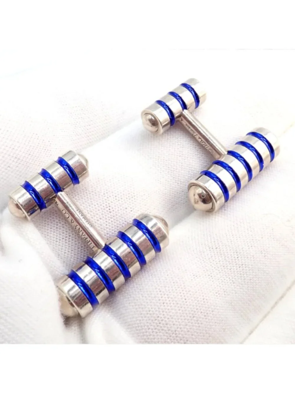 Tiffany & Co. Picasso Sterling Silver Cobalt Blue Enamel Cufflinks Germany
